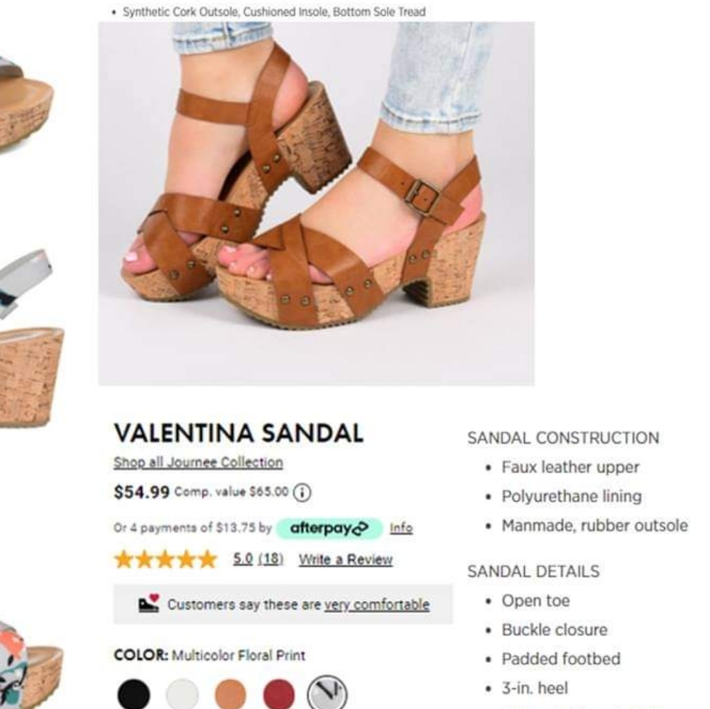 JOURNEE COLLECTION VALENTINA SANDAL, SIZE 8